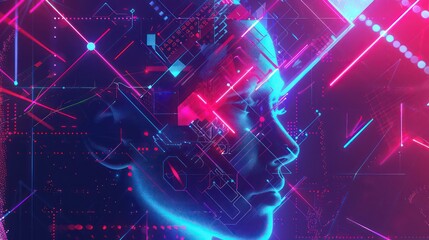 Obraz premium marketing abstract digital illustration with communication and strategy graphic patterns