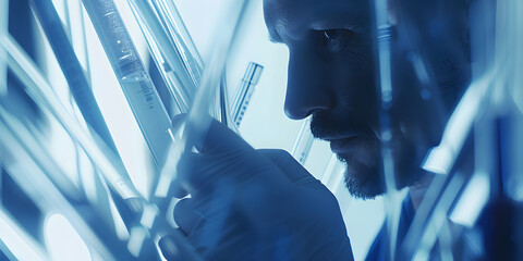 Title Cientista examinando tubos de ensaio em um laboratório