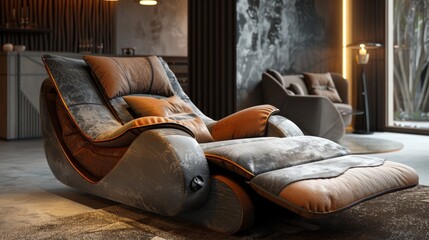 Reclining Sofa Relaxation: A 3D visualization showcasing a reclining sofa as a symbol of relaxation and comfort