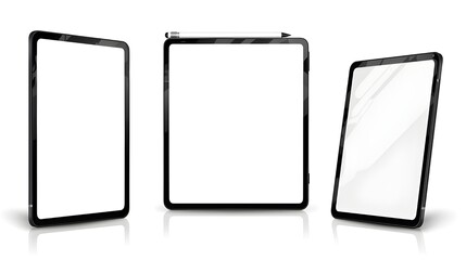 Tablet mockup, Realistic tablet mockup with blank screen. tablet vector isolated on white background. tablet different angles views