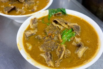 Hong Kong style satay beef noodle in Cantonese cuisine restaurant