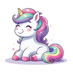 Cute unicorn vector cartoon illustration © Shahin reza