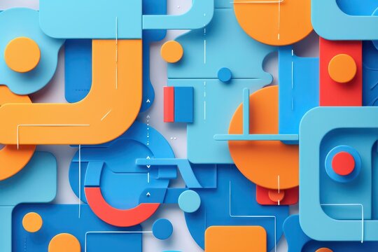 abstract illustration background with a clean look in blue, orange and red 