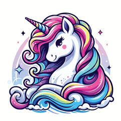 Cute unicorn vector cartoon illustration