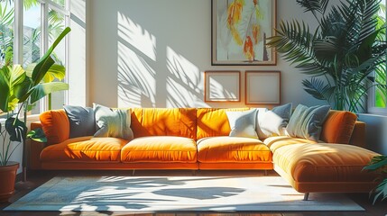 Sectional Sofa Relaxation Retreat: An illustration portraying a sectional sofa as a relaxation retreat