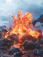 amazing lava exploding background