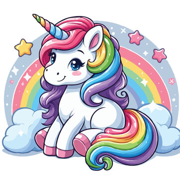 Cute unicorn vector cartoon illustration