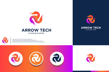 cloud arrow technology, for your digital company, future company, logo design inspiration.