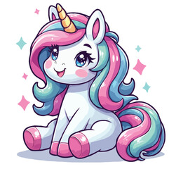 Cute unicorn vector cartoon illustration © Shahin reza