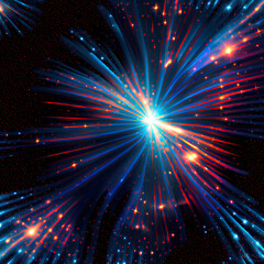 Naklejka premium background with fireworks, cosmic scene,aurora