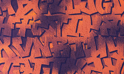 Abstract graffiti art mural art background. Orange and blue street art graffiti urban.