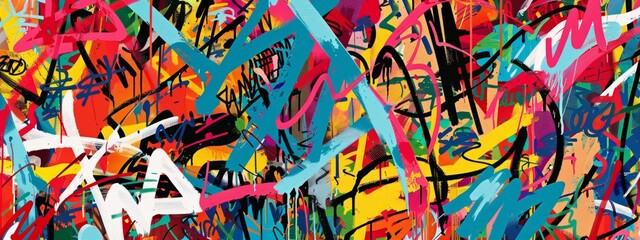 A bold abstract pattern inspired by urban graffiti and street art.