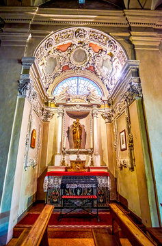 The inner chapel with sculpture of Santa Maria di Loreto Church, on March 18 in Lugano, Switzerland