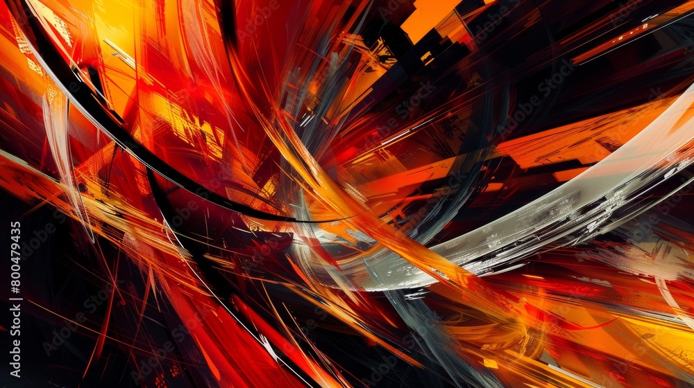 Poster a dynamic abstract design inspired by the energy and movement of the city.