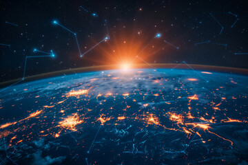 Obraz premium earth data network