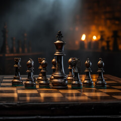 Chess photographed on a chess board