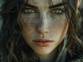 Close Up of a Woman With Freckles on Her Face