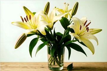 Lilies: elegant dancers on a canvas of green, their petals unfurling in shades from pure white to deep crimson. Soft, vibrant, and fragrant, they enchant with timeless beauty.