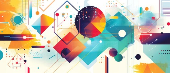 Obraz premium abstract geometric illustration banner design with vivid colors and artistic composition