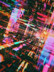 Fototapeta premium abstract fractal kaleidoscope illustration with vibrant colors and fragmented glitch graphic elements