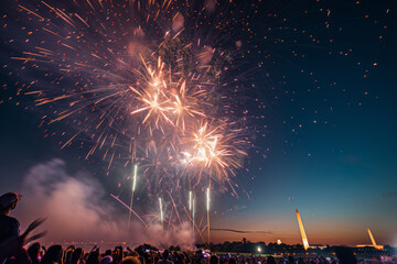 Fireworks Show over DC Monuments on July Fourth