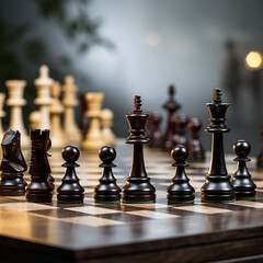 Chess photographed on a chess board