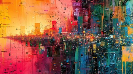 Obraz premium artistic city digital illustration background