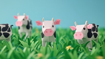 Naklejka premium Cows in the meadow. Generative AI