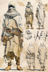 Obraz premium A character sheet with multiple angles and poses of the same character