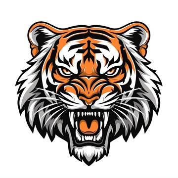 Angry tiger head logo design vector illustration with white background
