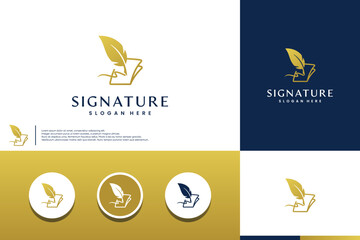 gold signature with minimalist style, corporate identity, logo design illustration.