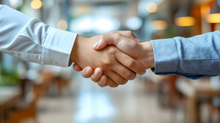Business people shaking hands, finishing up a meeting. Handshake concept.