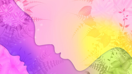 beautiful floral illustration showing mom's love for kid on colourful background