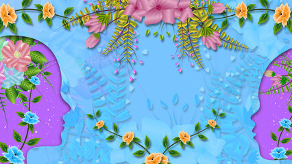 beautiful blue floral abstract showing love of mother for kid