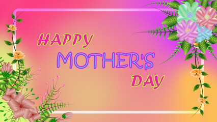 happy mother's day greetings illustration on gradient colour background with floral texture