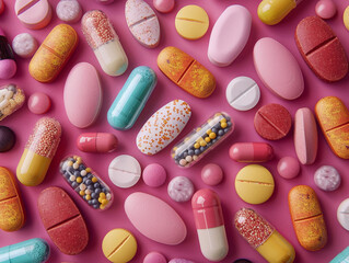 Vibrant wallpaper of tablets and pills 