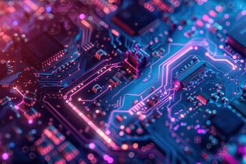 Obraz premium circuit board illustration background with nice contrast and details