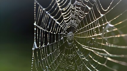 spider web with dew drops
