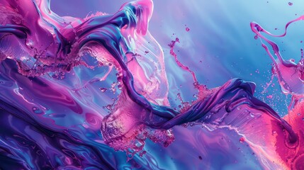 abstract liquid waves wallpaper floating gracefully on a blue background, amazing transparency and cinematic dynamism