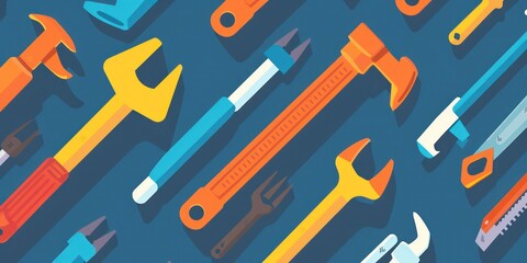 tool set illustration icons wallpaper neatly arranged on a flat background
