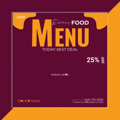 Set of Editable square banner template design for food post on Instagram.