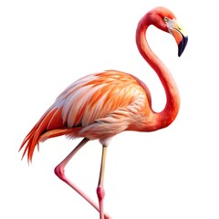 flamingo on  white background
