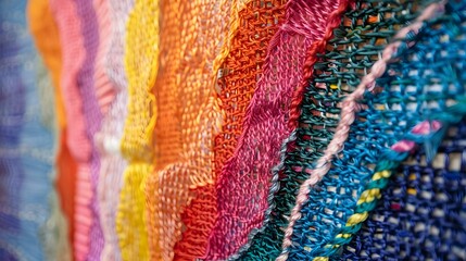Obraz premium Vibrant Embroidered Textile Tapestry with Contemporary Pride Flag Interpretation