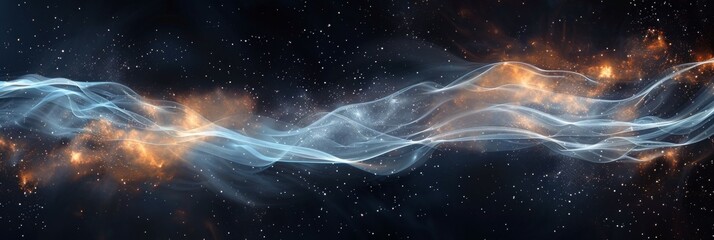 Whispering Energy Waves Flowing Across Starry Cosmic Backdrop