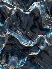 twisted abstract rock background with dark colors and shinny golden details