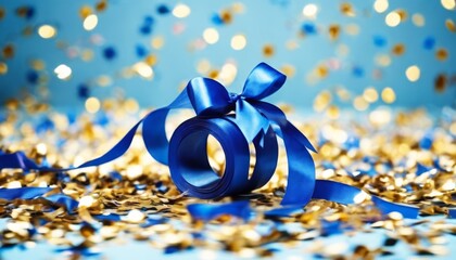 'confetti ribbon background blue congratulations congratulation birthday celebration anniversary holiday admiration art congratulate decor design event festive fun greeting happ'