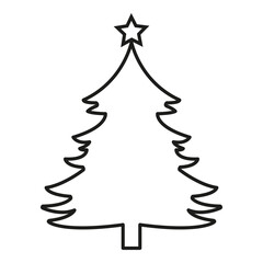 Classic Christmas tree sketch with a shining star