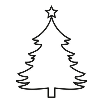 recommend clip art: Classic Christmas tree sketch with a shining star