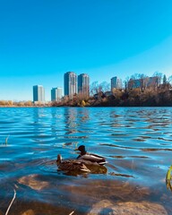 Obraz premium High Park Toronto skyline with lake