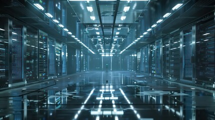 large interior facility with artificial intelligence hardware